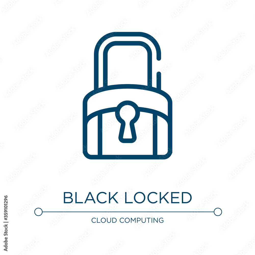 Poster black locked icon. linear vector illustration from material devices collection. outline black locked