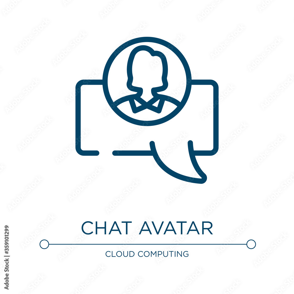 Poster chat avatar icon. linear vector illustration from material devices collection. outline chat avatar i