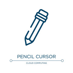 Pencil cursor icon. Linear vector illustration from cursors and pointers collection. Outline pencil cursor icon vector. Thin line symbol for use on web and mobile apps, logo, print media.