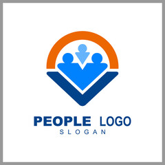 People logo design vector illustration, human care symbol, happy family icon, community foundation