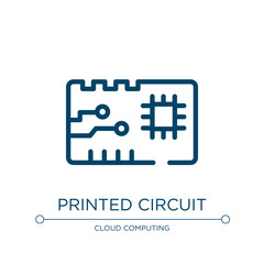 Obraz premium Printed circuit icon. Linear vector illustration from material devices collection. Outline printed circuit icon vector. Thin line symbol for use on web and mobile apps, logo, print media.