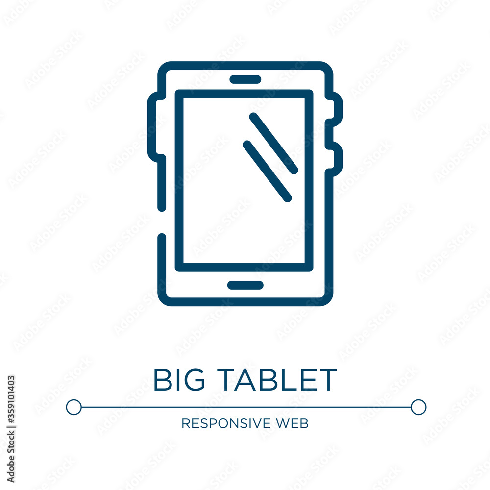 Poster big tablet icon. linear vector illustration from responsive web collection. outline big tablet icon 