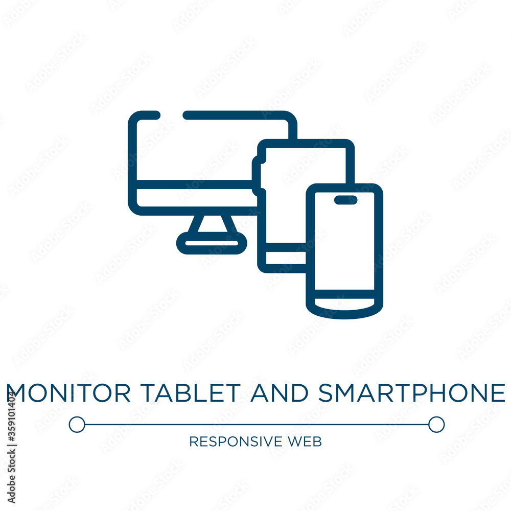 Poster monitor tablet and smartphone icon. linear vector illustration from responsive web collection. outli