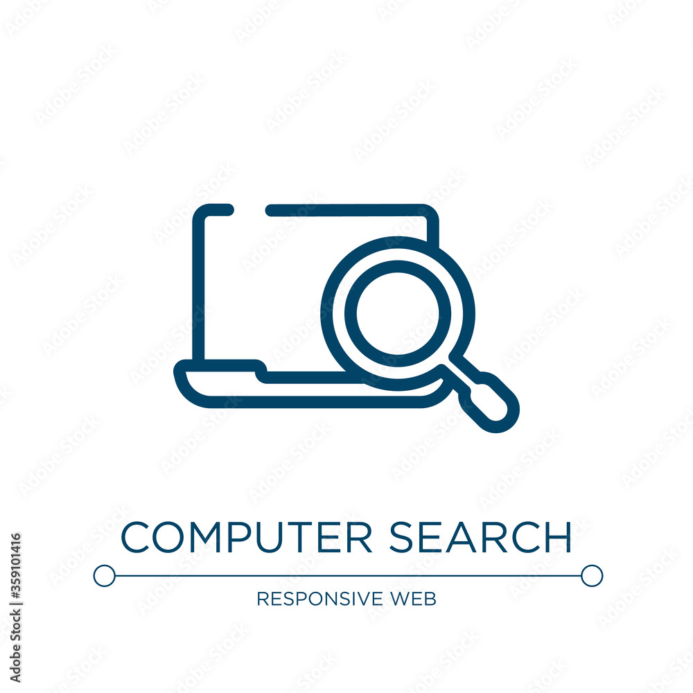 Poster computer search icon. linear vector illustration from responsive web collection. outline computer se