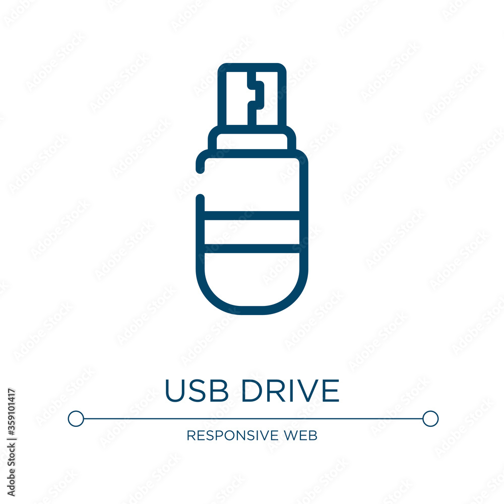 Poster usb drive icon. linear vector illustration from computer and hardware collection. outline usb drive 
