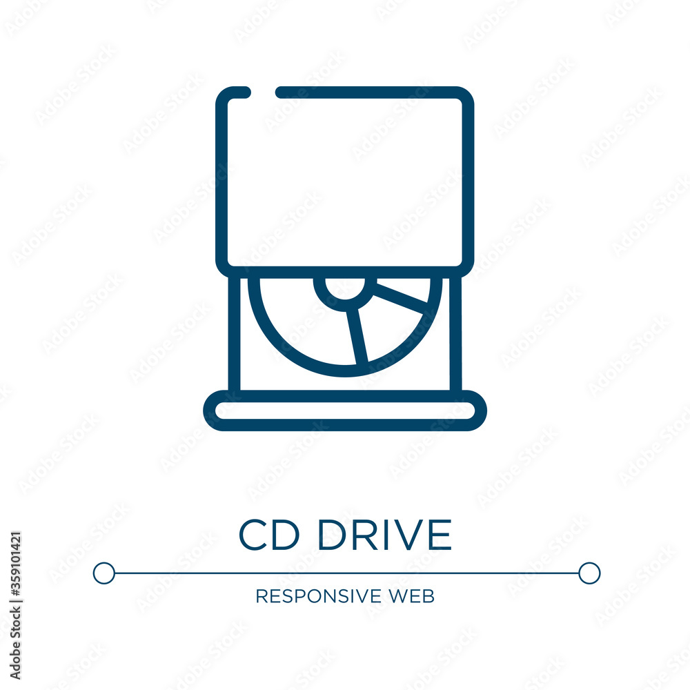 Poster cd drive icon. linear vector illustration from computer and hardware collection. outline cd drive ic