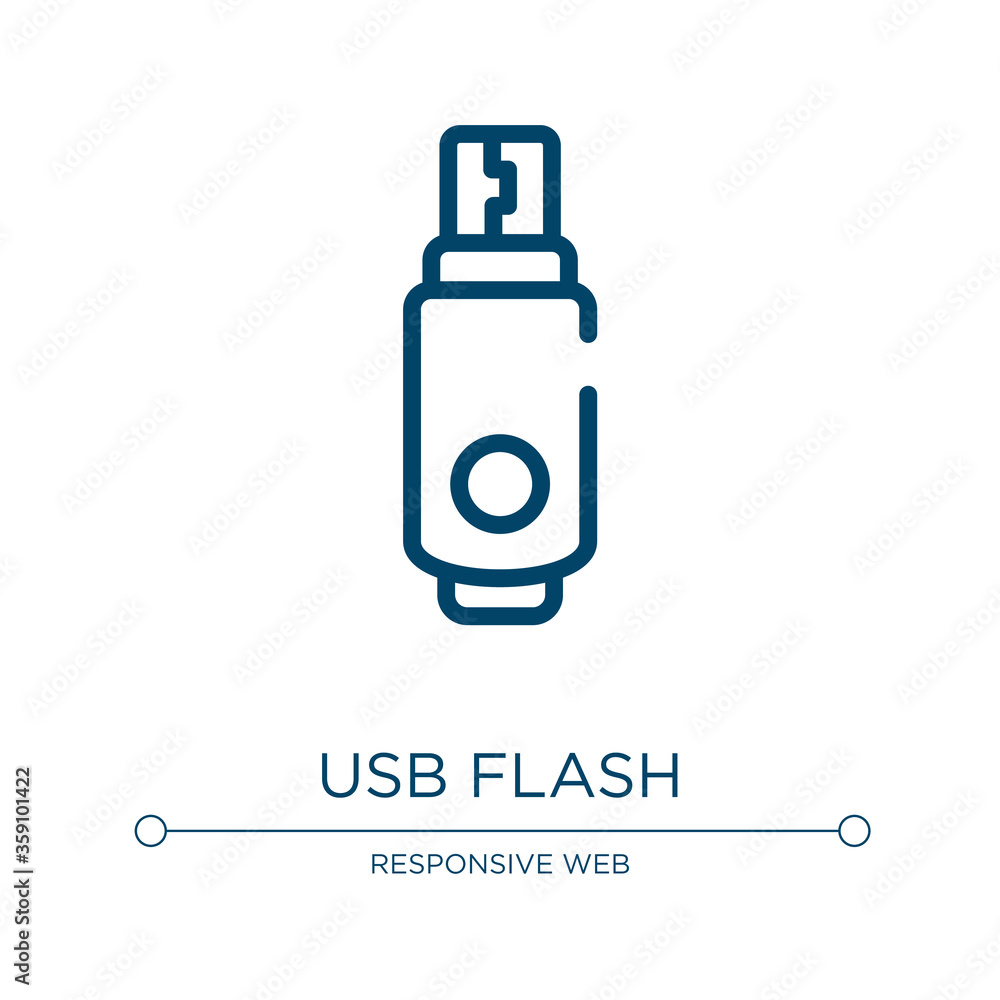 Poster usb flash icon. linear vector illustration from computer and hardware collection. outline usb flash 
