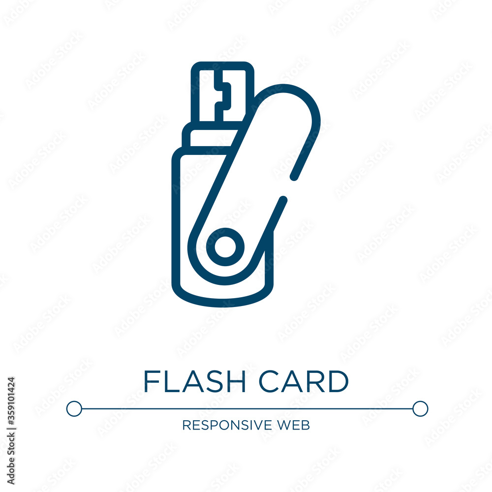 Poster flash card icon. linear vector illustration from computer and hardware collection. outline flash car