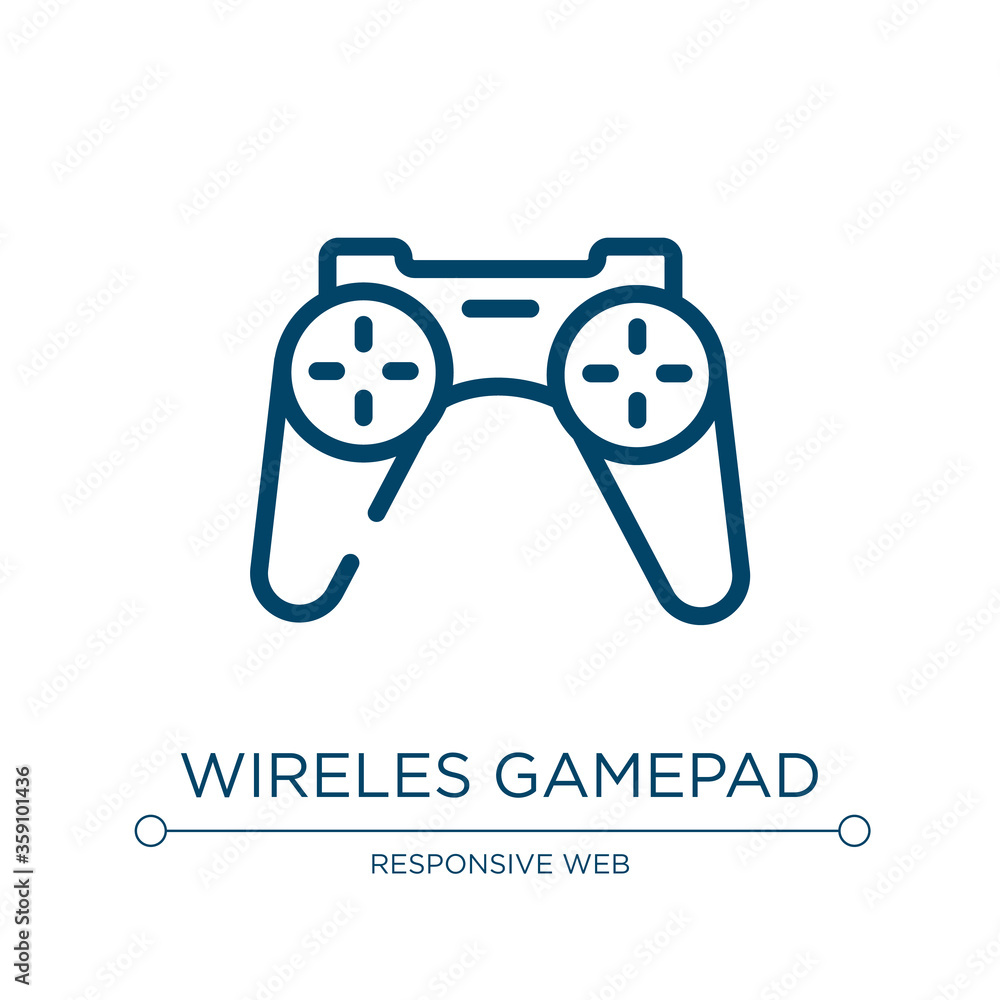 Poster Wireles gamepad icon. Linear vector illustration from computer devices collection. Outline wireles gamepad icon vector. Thin line symbol for use on web and mobile apps, logo, print media.