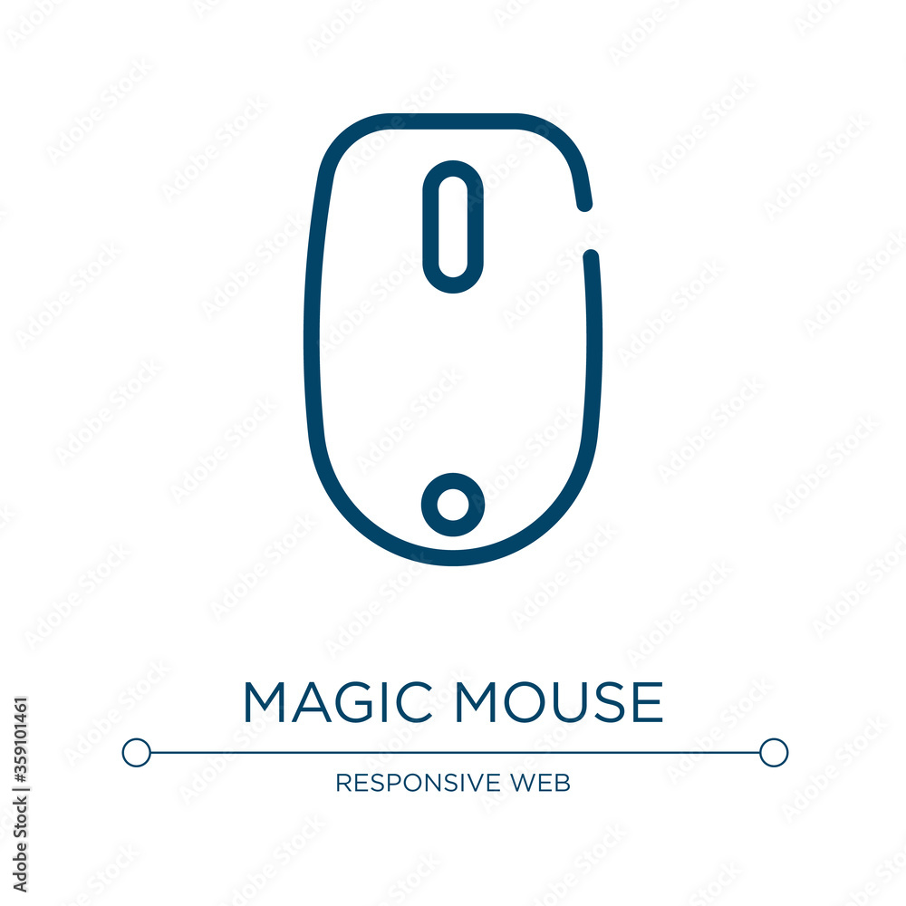 Poster magic mouse icon. linear vector illustration from apple devices collection. outline magic mouse icon