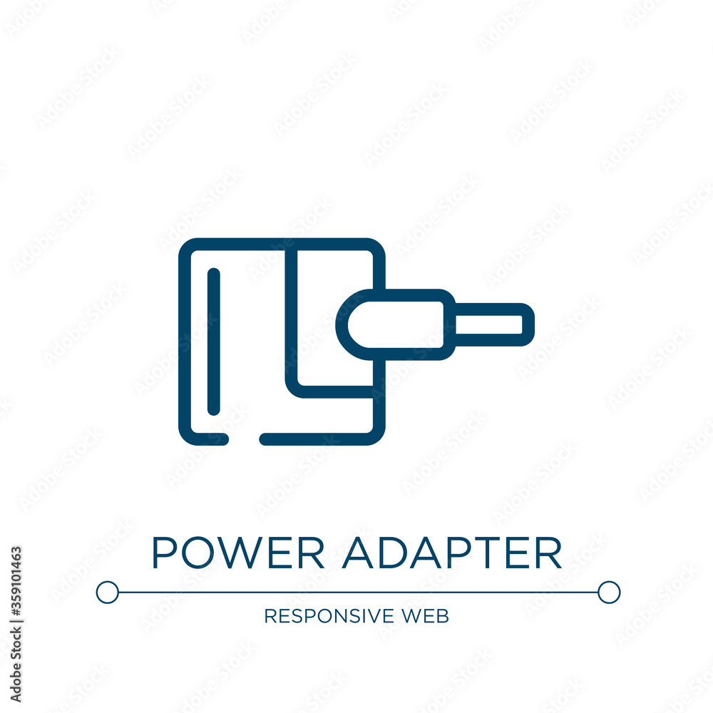 Poster power adapter icon. linear vector illustration from apple devices collection. outline power adapter 