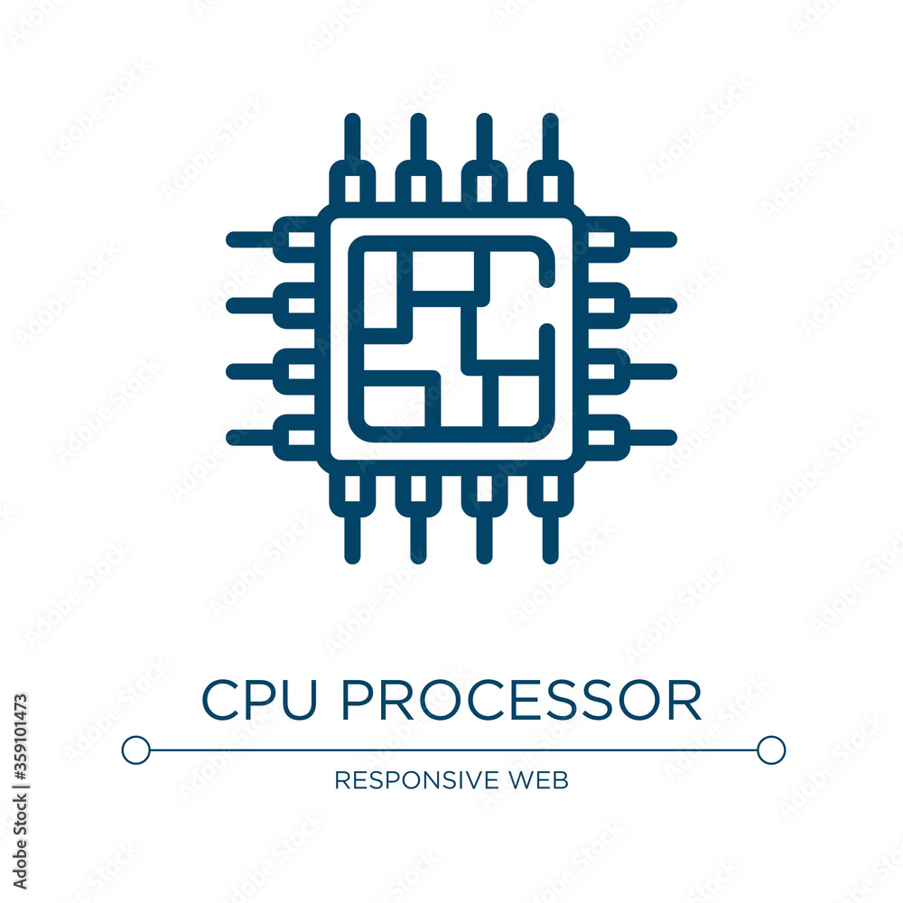 Poster cpu processor icon. linear vector illustration from electronic devices fill collection. outline cpu 