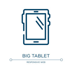 Big tablet icon. Linear vector illustration from responsive web collection. Outline big tablet icon vector. Thin line symbol for use on web and mobile apps, logo, print media.