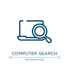 Computer search icon. Linear vector illustration from responsive web collection. Outline computer search icon vector. Thin line symbol for use on web and mobile apps, logo, print media.