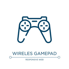 Wireles gamepad icon. Linear vector illustration from computer devices collection. Outline wireles gamepad icon vector. Thin line symbol for use on web and mobile apps, logo, print media.