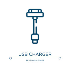Usb charger icon. Linear vector illustration from apple devices collection. Outline usb charger icon vector. Thin line symbol for use on web and mobile apps, logo, print media.