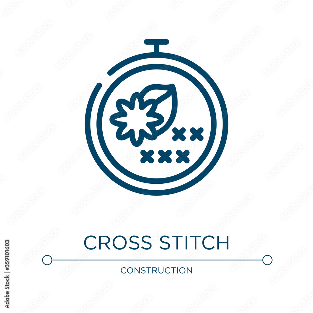 Poster cross stitch icon. linear vector illustration from handcraft collection. outline cross stitch icon v