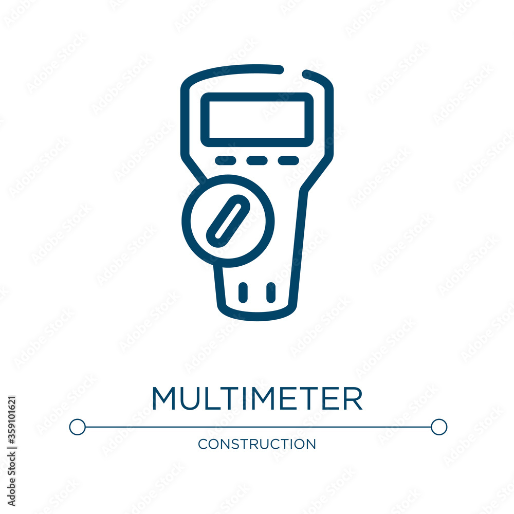 Poster multimeter icon. linear vector illustration from electrician tools collection. outline multimeter ic