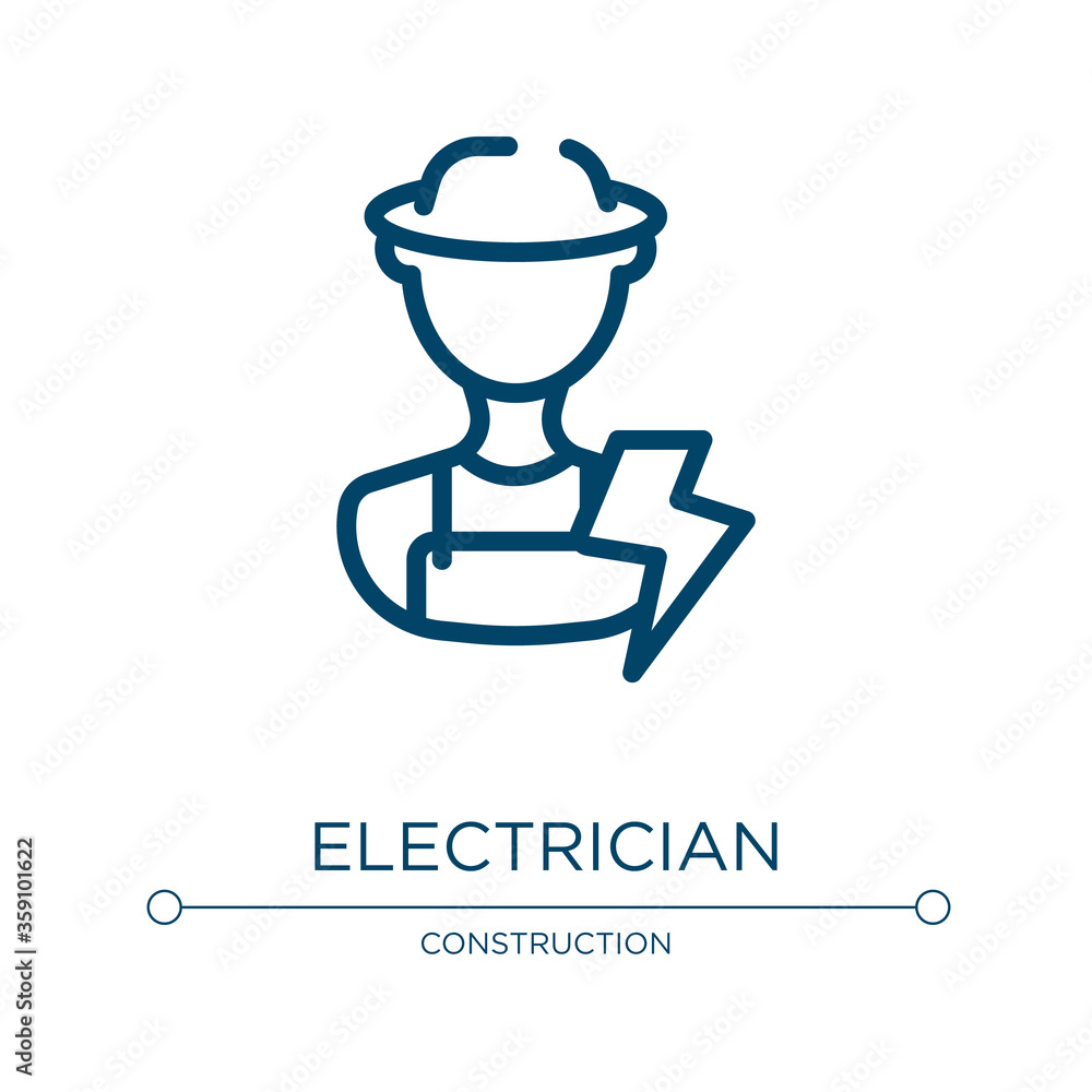 Poster electrician icon. linear vector illustration from electrician tools collection. outline electrician 