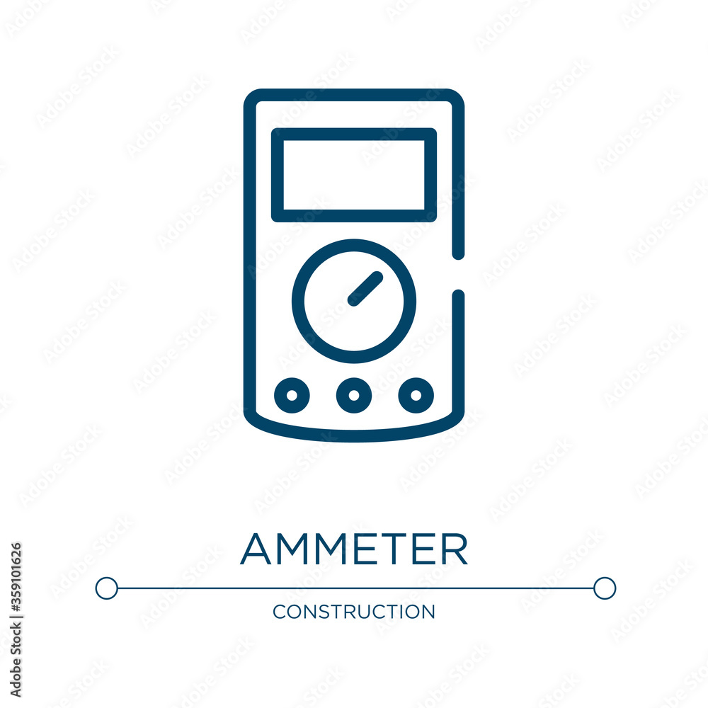 Poster Ammeter icon. Linear vector illustration from electrician tools collection. Outline ammeter icon vector. Thin line symbol for use on web and mobile apps, logo, print media.