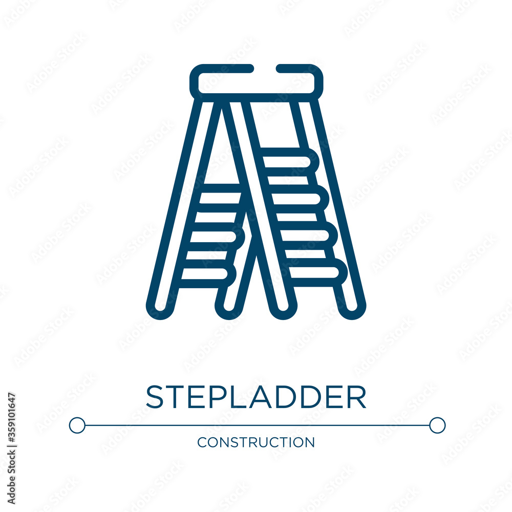 Poster stepladder icon. linear vector illustration from construction collection. outline stepladder icon ve