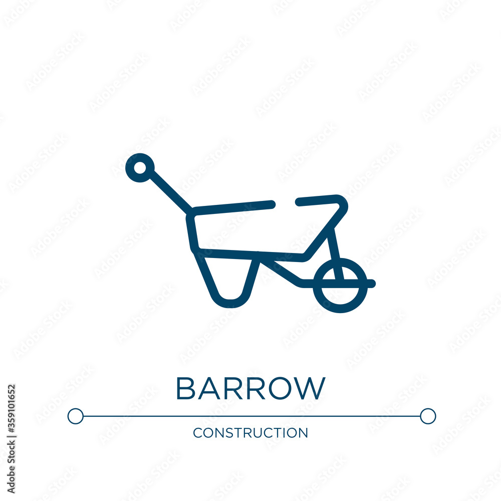 Poster barrow icon. linear vector illustration from construction collection. outline barrow icon vector. th