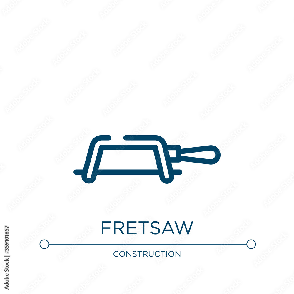Poster fretsaw icon. linear vector illustration from construction collection. outline fretsaw icon vector. 