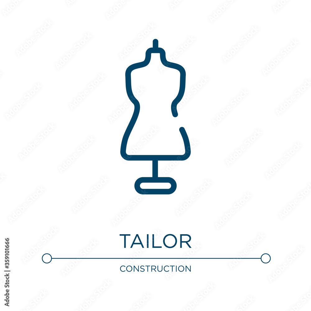 Poster tailor icon. linear vector illustration from fashion design collection. outline tailor icon vector. 