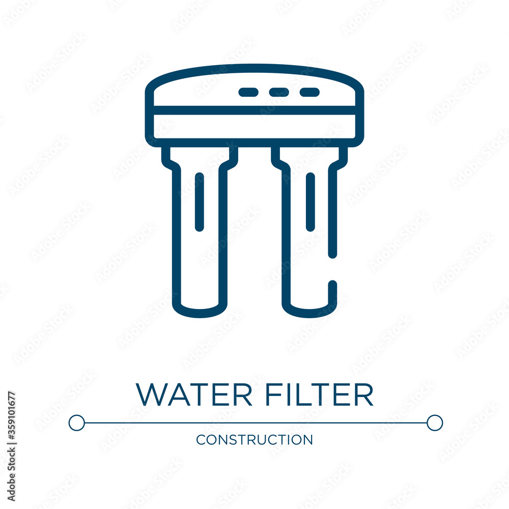 Poster water filter icon. linear vector illustration from plumber collection. outline water filter icon vec