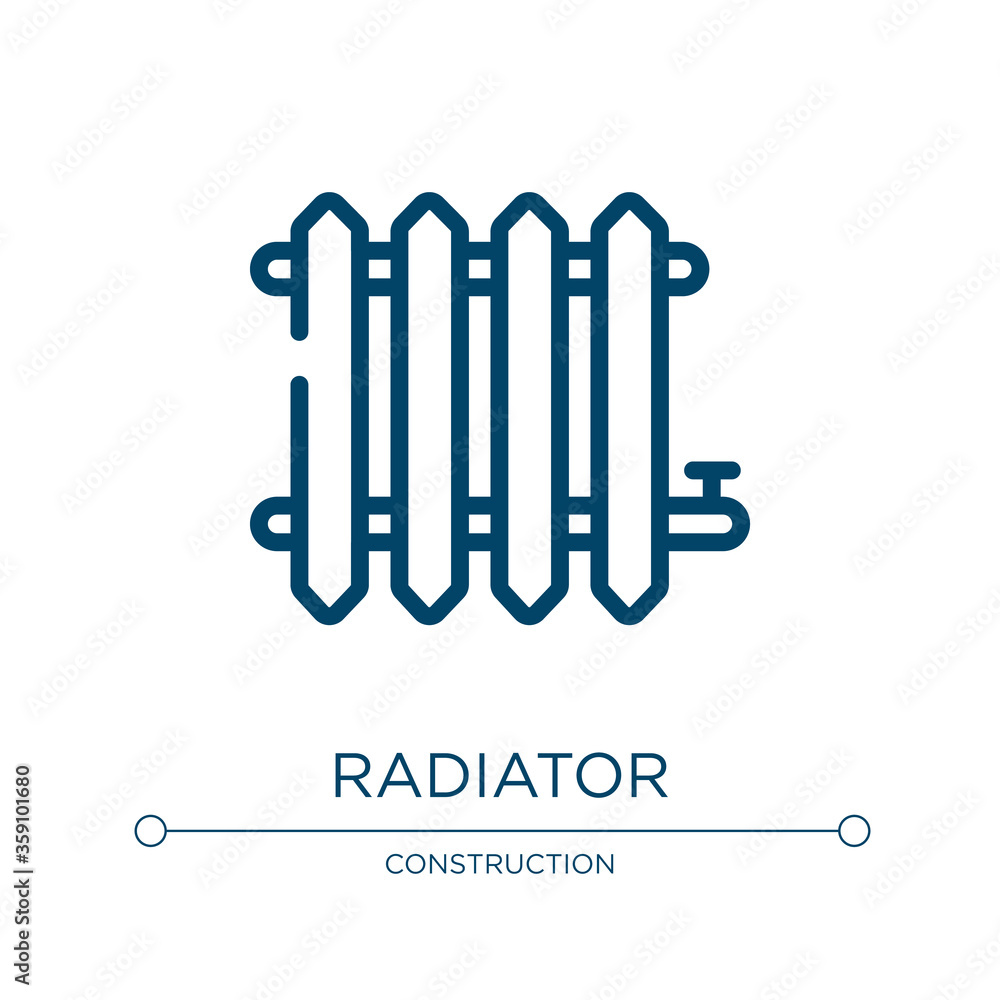 Poster radiator icon. linear vector illustration from plumber collection. outline radiator icon vector. thi