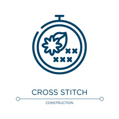 Cross stitch icon. Linear vector illustration from handcraft collection. Outline cross stitch icon vector. Thin line symbol for use on web and mobile apps, logo, print media.