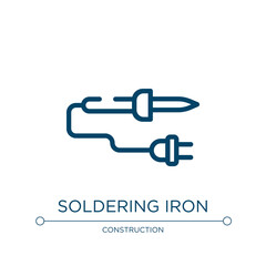 Soldering iron icon. Linear vector illustration from electrician tools collection. Outline soldering iron icon vector. Thin line symbol for use on web and mobile apps, logo, print media.