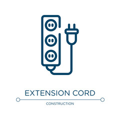 Extension cord icon. Linear vector illustration from electrician tools collection. Outline extension cord icon vector. Thin line symbol for use on web and mobile apps, logo, print media.