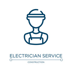 Electrician service icon. Linear vector illustration from electrician tools collection. Outline electrician service icon vector. Thin line symbol for use on web and mobile apps, logo, print media.