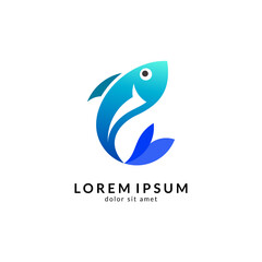 Fish logo vector template, suitable for fishing, restaurant seafood, market shop, business store, aquatic mascot and environment icon