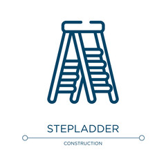Stepladder icon. Linear vector illustration from construction collection. Outline stepladder icon vector. Thin line symbol for use on web and mobile apps, logo, print media.