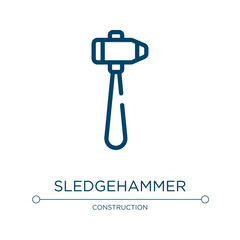 Sledgehammer icon. Linear vector illustration from construction collection. Outline sledgehammer icon vector. Thin line symbol for use on web and mobile apps, logo, print media.