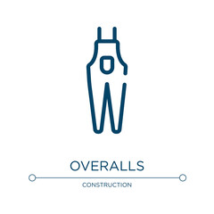 Overalls icon. Linear vector illustration from fashion design collection. Outline overalls icon vector. Thin line symbol for use on web and mobile apps, logo, print media.