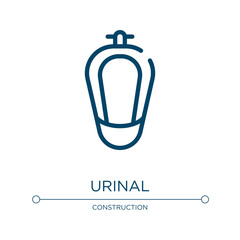 Urinal icon. Linear vector illustration from plumber collection. Outline urinal icon vector. Thin line symbol for use on web and mobile apps, logo, print media.