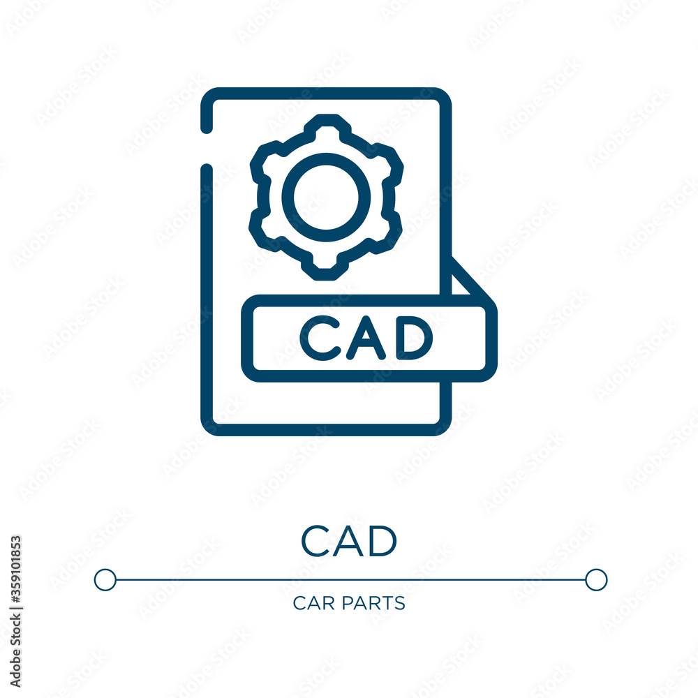 Poster cad icon. linear vector illustration from engineering collection. outline cad icon vector. thin line
