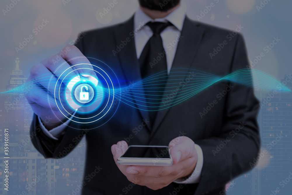 Poster graphics padlock for web data information security application system