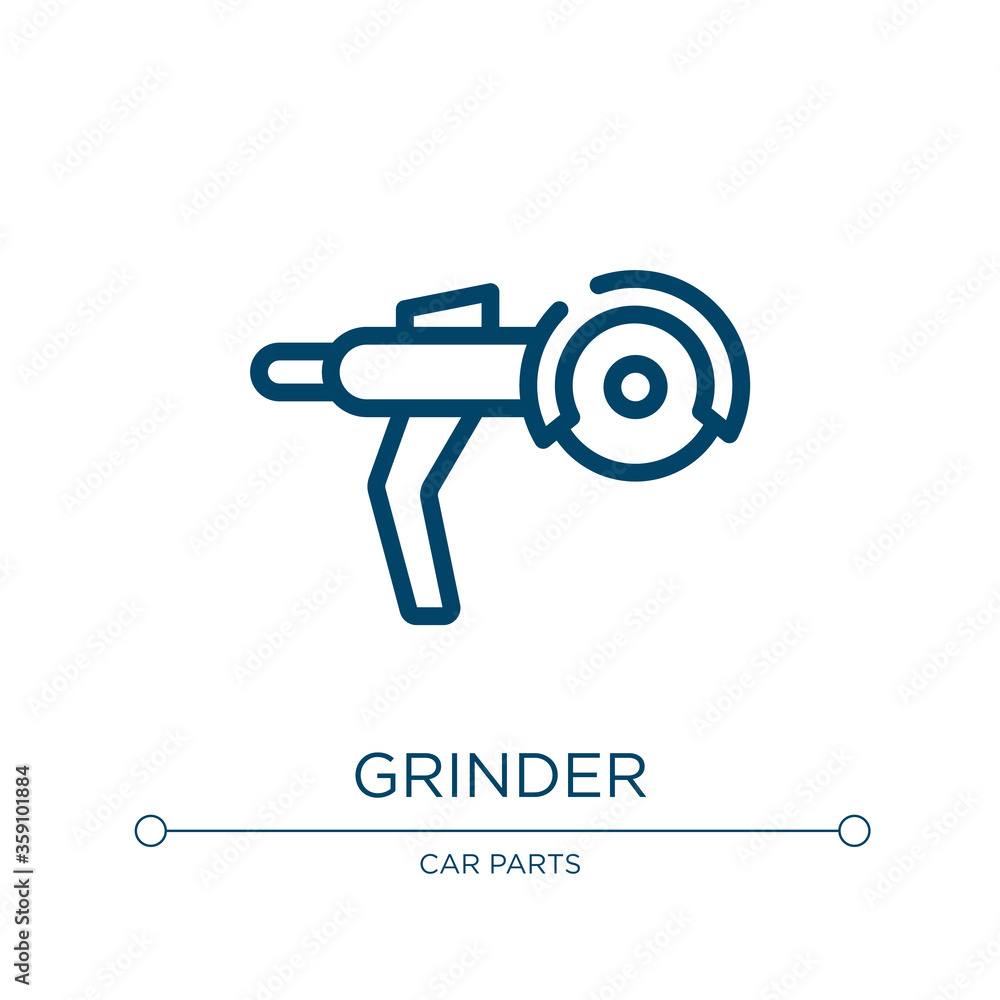 Poster grinder icon. linear vector illustration from construction collection. outline grinder icon vector. 