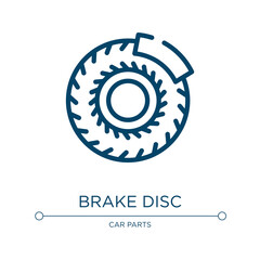 Brake disc icon. Linear vector illustration from car repair collection. Outline brake disc icon vector. Thin line symbol for use on web and mobile apps, logo, print media.
