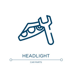 Headlight icon. Linear vector illustration from car repair collection. Outline headlight icon vector. Thin line symbol for use on web and mobile apps, logo, print media.