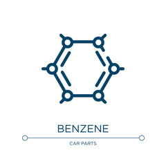 Benzene icon. Linear vector illustration from engineering collection. Outline benzene icon vector. Thin line symbol for use on web and mobile apps, logo, print media.