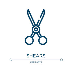 Shears icon. Linear vector illustration from tool box collection. Outline shears icon vector. Thin line symbol for use on web and mobile apps, logo, print media.