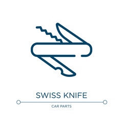 Swiss knife icon. Linear vector illustration from construction collection. Outline swiss knife icon vector. Thin line symbol for use on web and mobile apps, logo, print media.