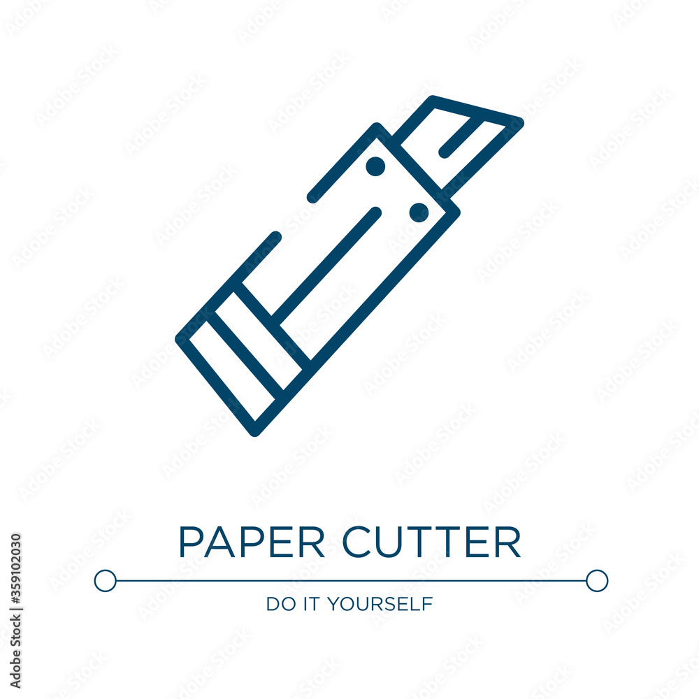 Poster paper cutter icon. linear vector illustration from do it yourself collection. outline paper cutter i