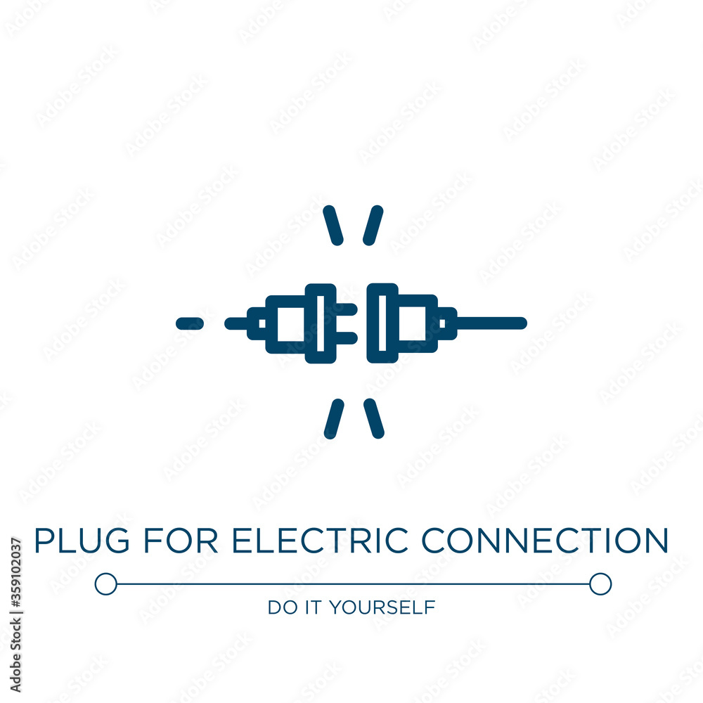 Poster plug for electric connection icon. linear vector illustration from do it yourself collection. outlin