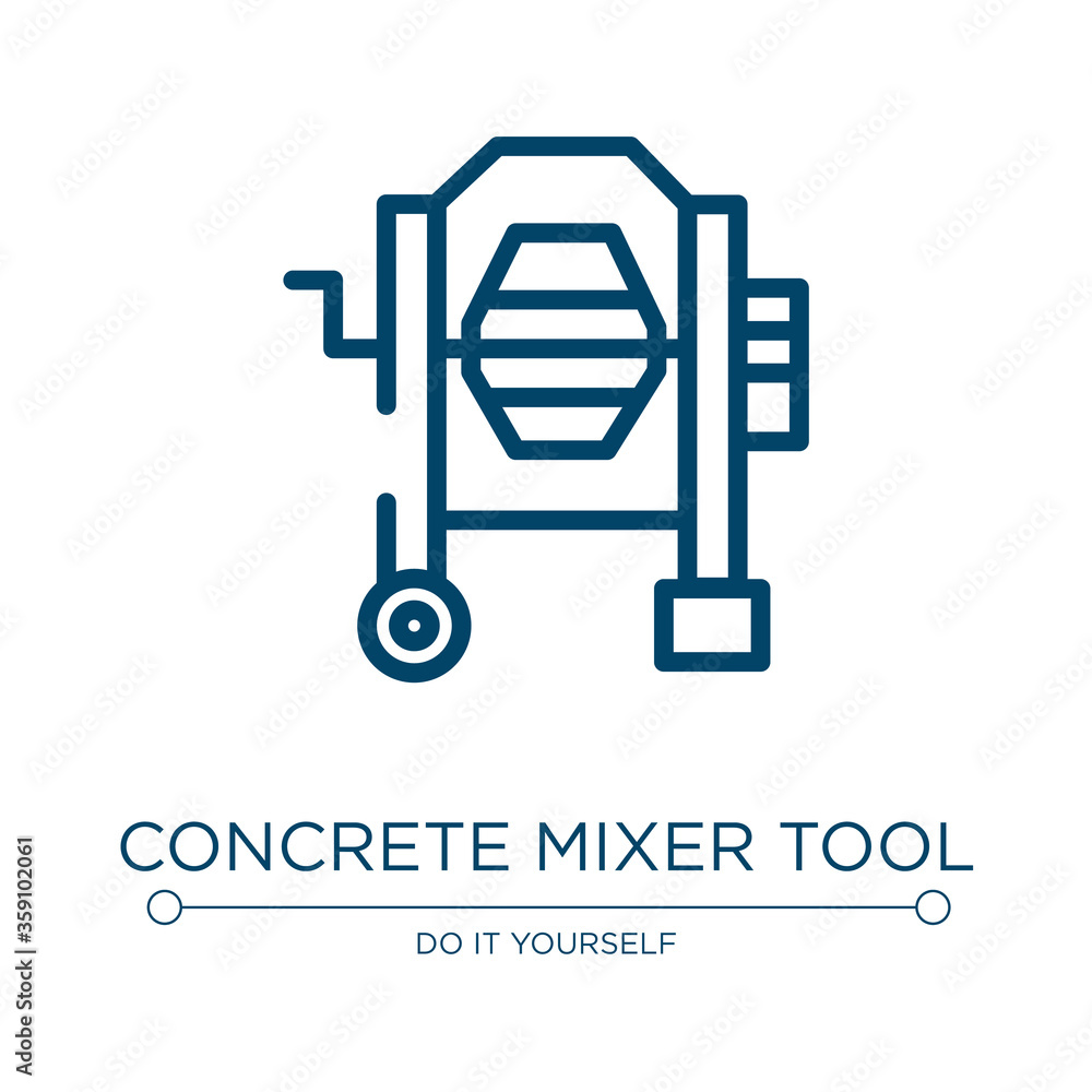 Poster concrete mixer tool icon. linear vector illustration from construction collection. outline concrete 